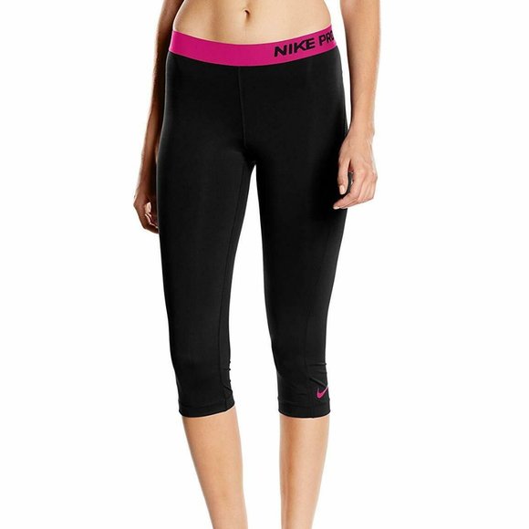 Nike Pants - Nike Pro Womens Black and Pink Capri Active Leggings